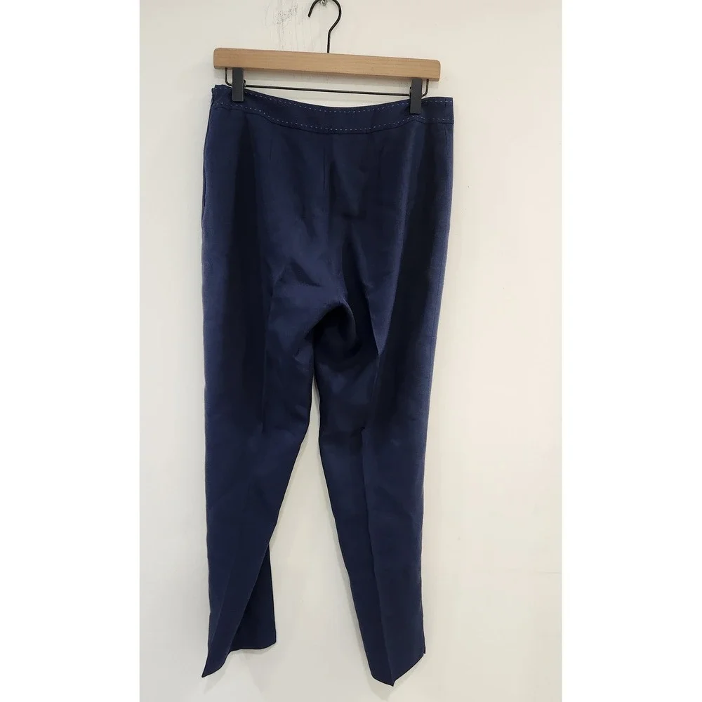 J.‎ McLaughlin Womens Navy Blue Pick Stitch Textured Dress Pants Size 8